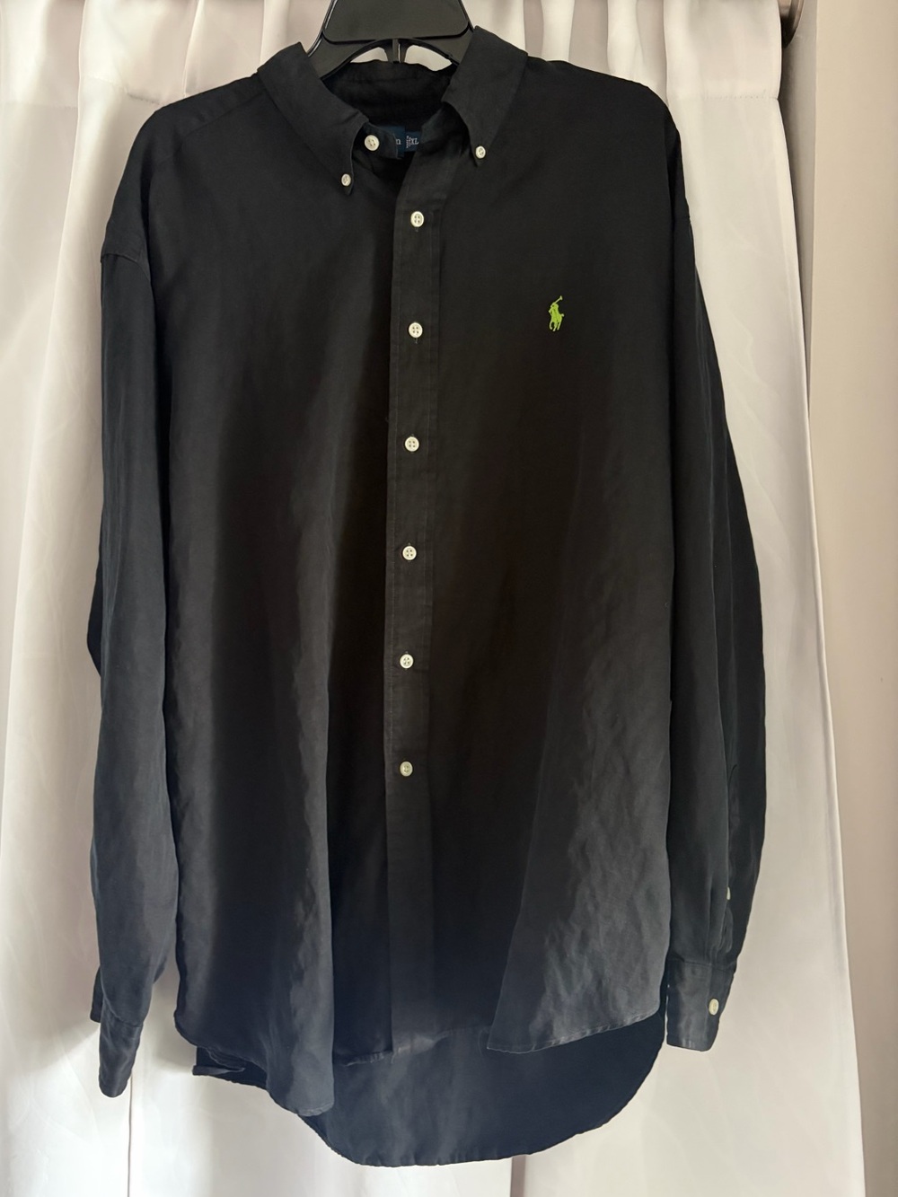 Ralph Lauren Blake Silk Linen Blend Button-Down Shirt in Black